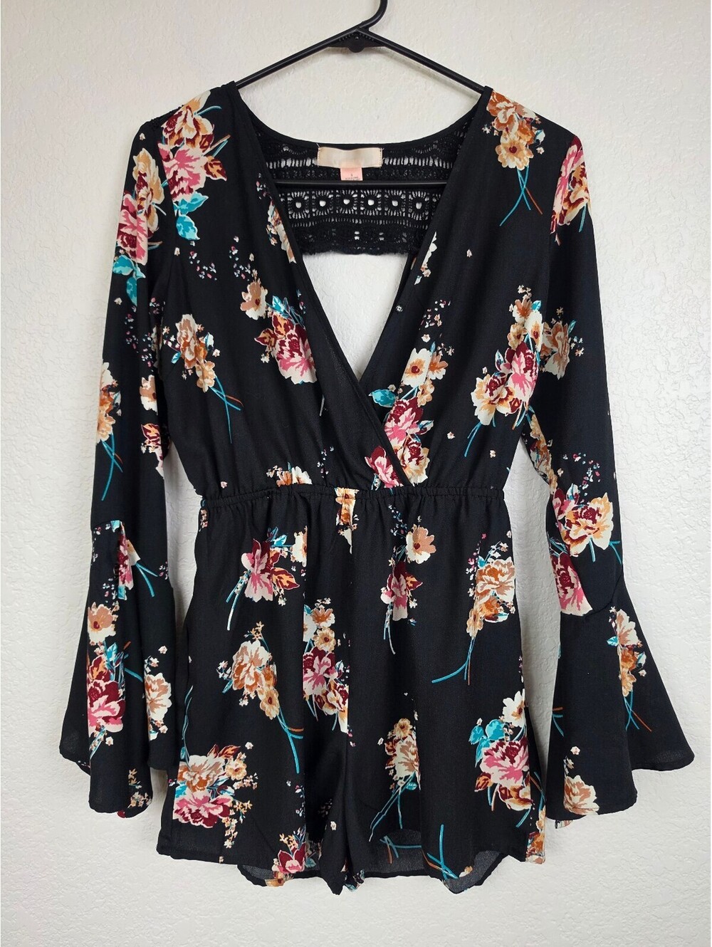 Anthropologie Band of Gypsies Floral Black Romper